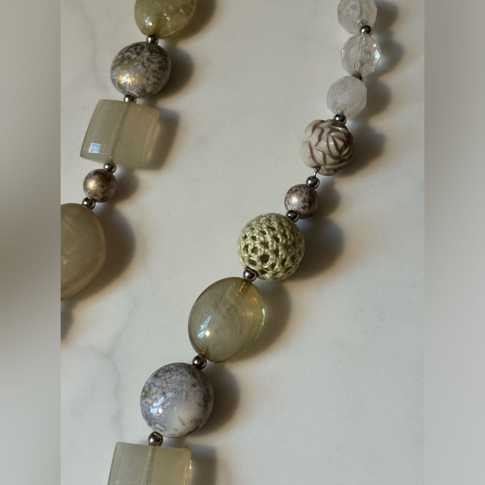 New York & Co Long Multi-Stone Necklace in Neutrals